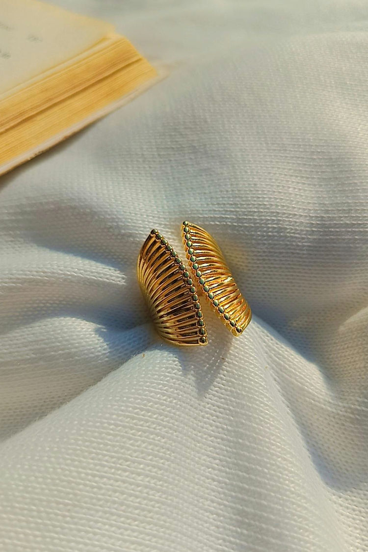 Silver Ribbed Ring for Women—Textured Rhodium-Plated Statement Ring