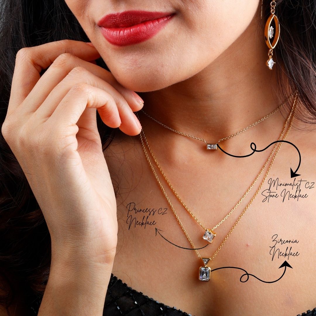 Minimalist CZ Stone Necklace - 18K Gold Plated - ISHI New York