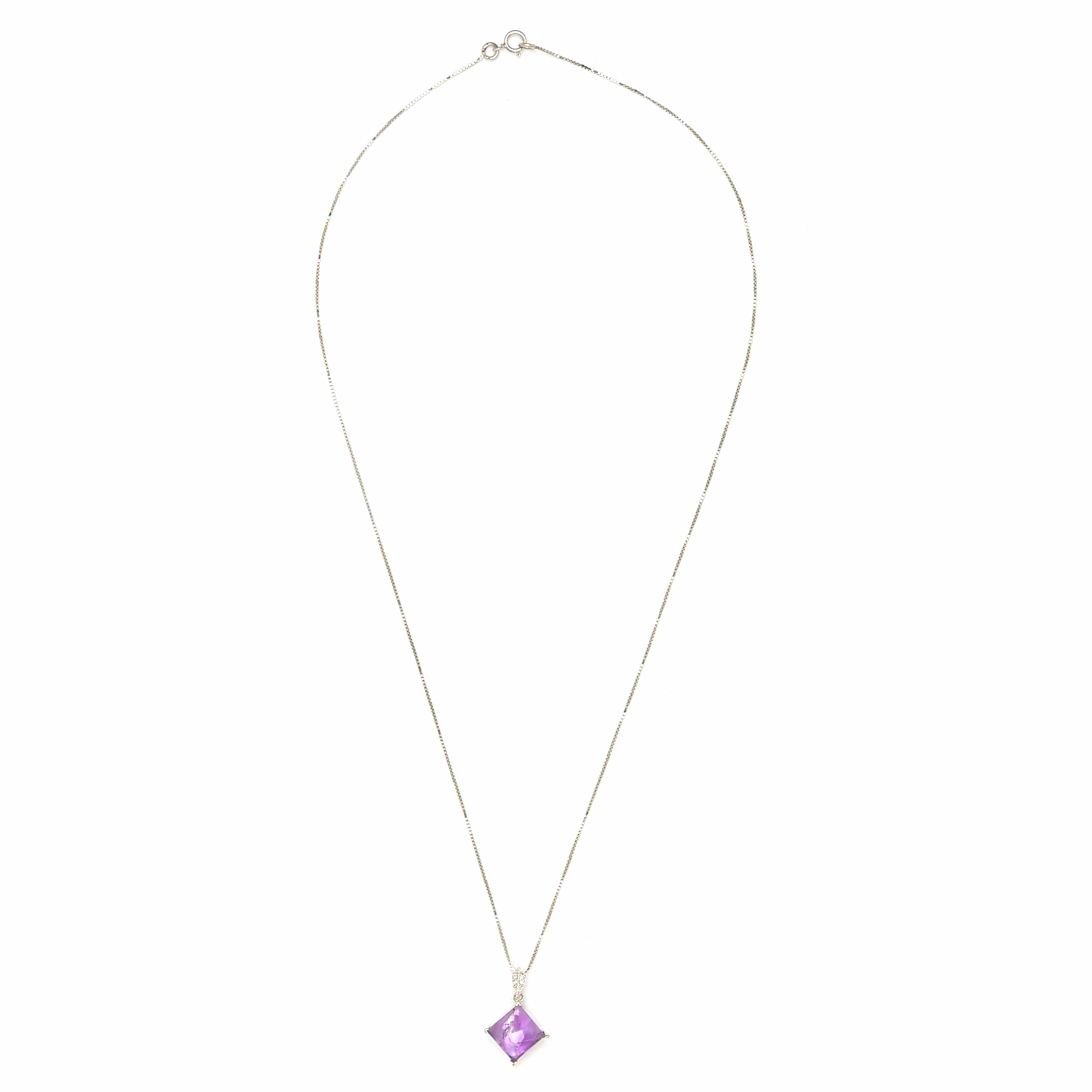 Amethyst & Diamond Necklace - 925 Sterling Silver - ISHI New York