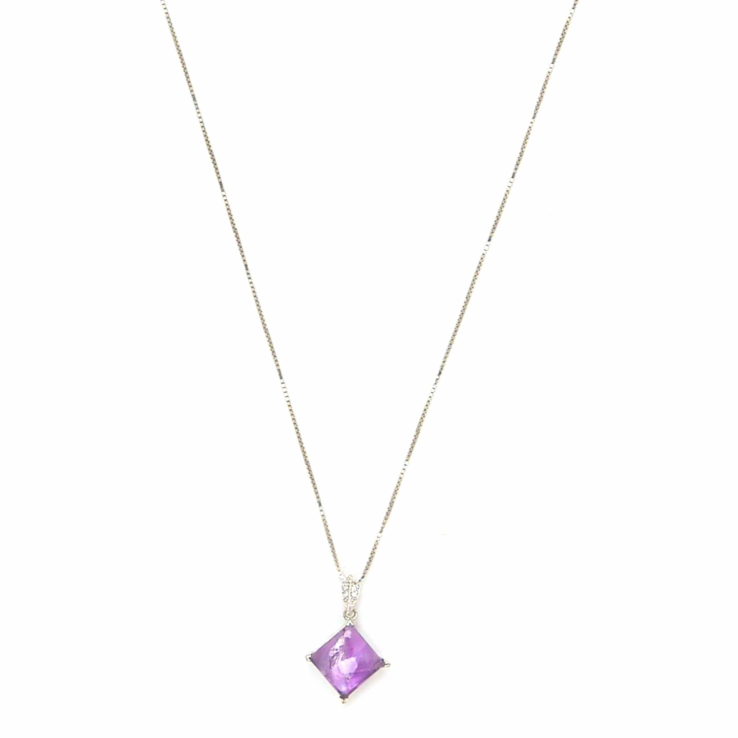 Amethyst & Diamond Necklace - 925 Sterling Silver - ISHI New York