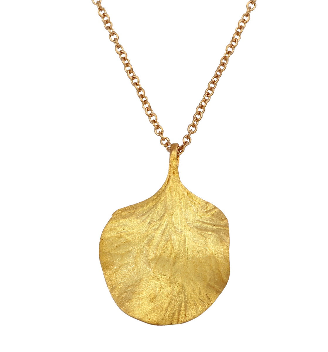 Golden Petal Charm Pendant With Necklace - 925 Sterling Silver - ISHI New York