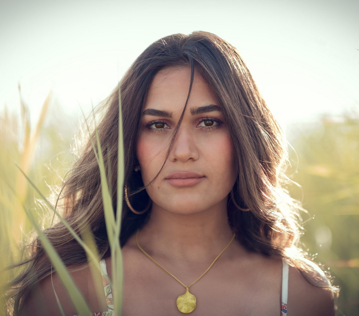 Golden Petal Charm Pendant With Necklace - 925 Sterling Silver - ISHI New York