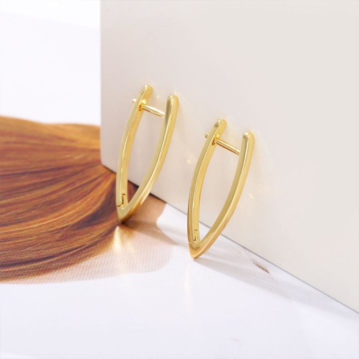 Minimalist V earrings – modern gold plated jewelry by ISHI New York India