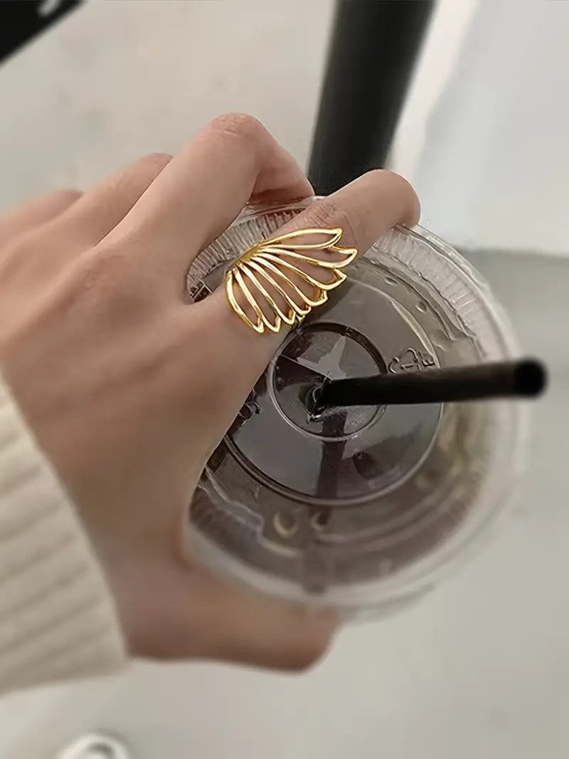 ISHI New York Gold Wing Ring—Gold-plated designer ring with price in India