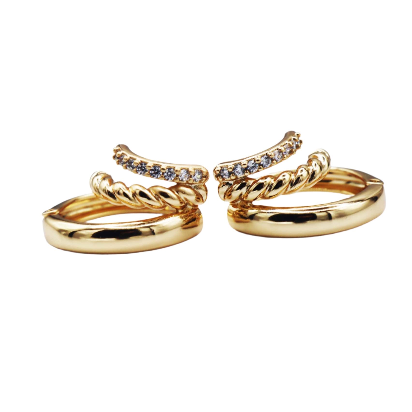 Twisted Trio Hoop Earrings - ISHI New York