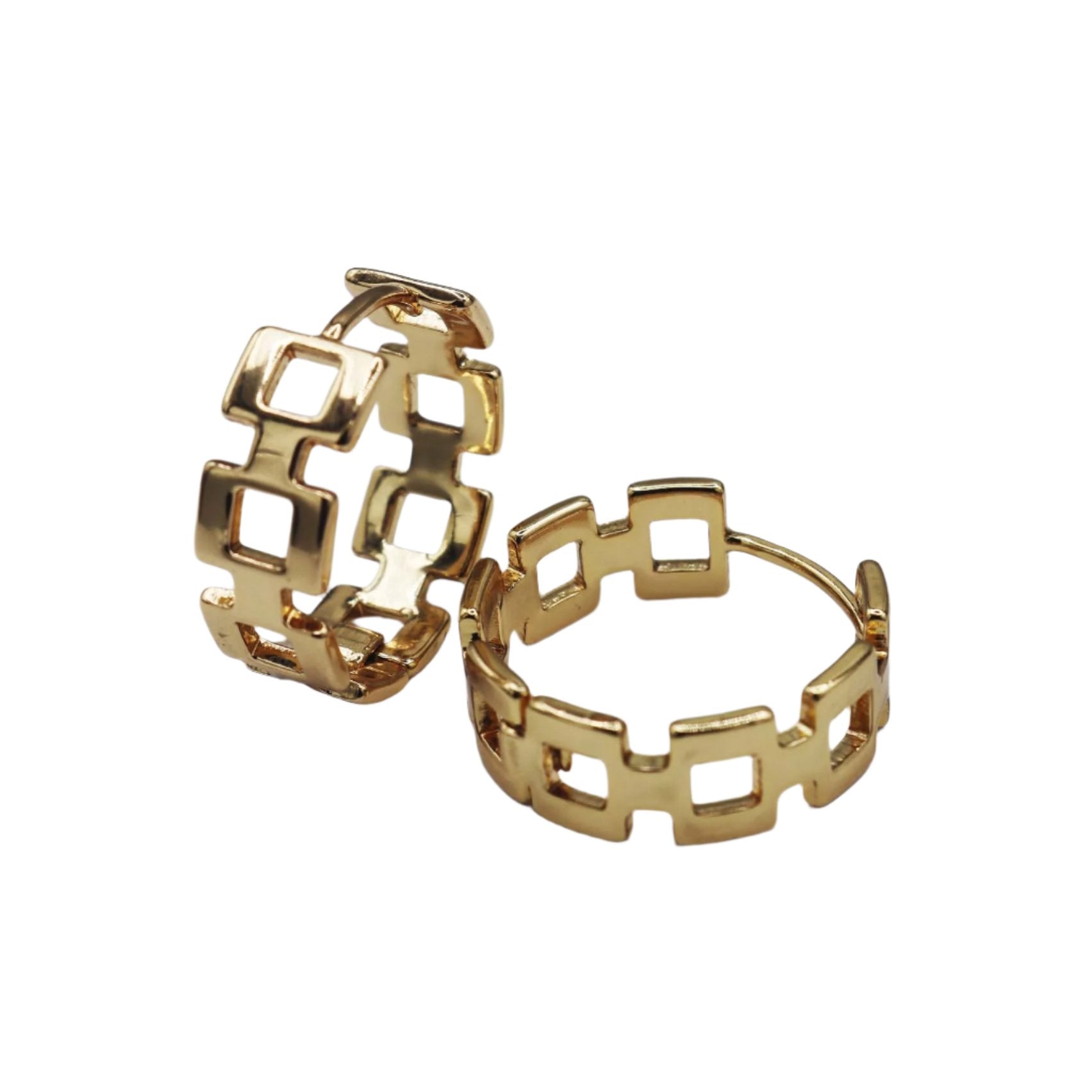 Gold-Tone Geometric Hoops - ISHI New York