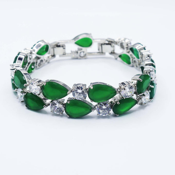 Radiant CZ  Big Green Pear Cascade Bracelet