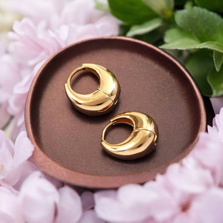 Gold teardrop earrings for women—elegant curved style by ISHI New York