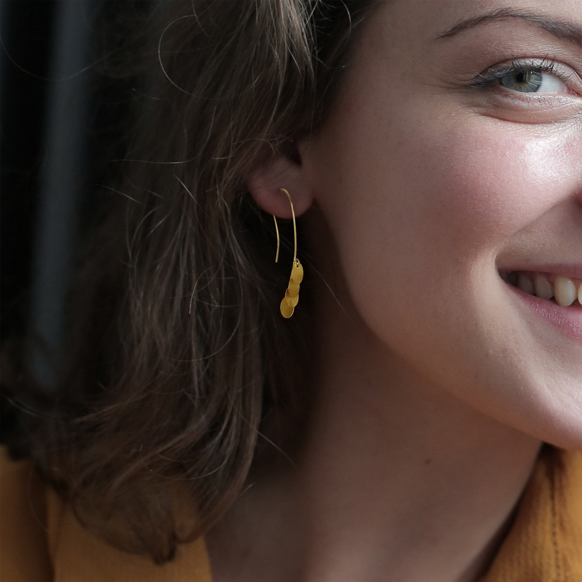 Golden Cascade Dangle Earrings - 925 Sterling Silver - ISHI New York