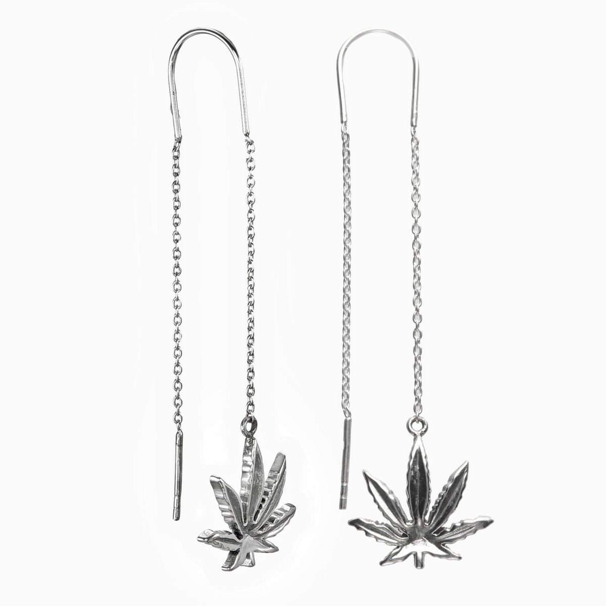 Nature's Thread Elegance: Rhodium Hemp Earrings - 925 Sterling Silver - ISHI New York