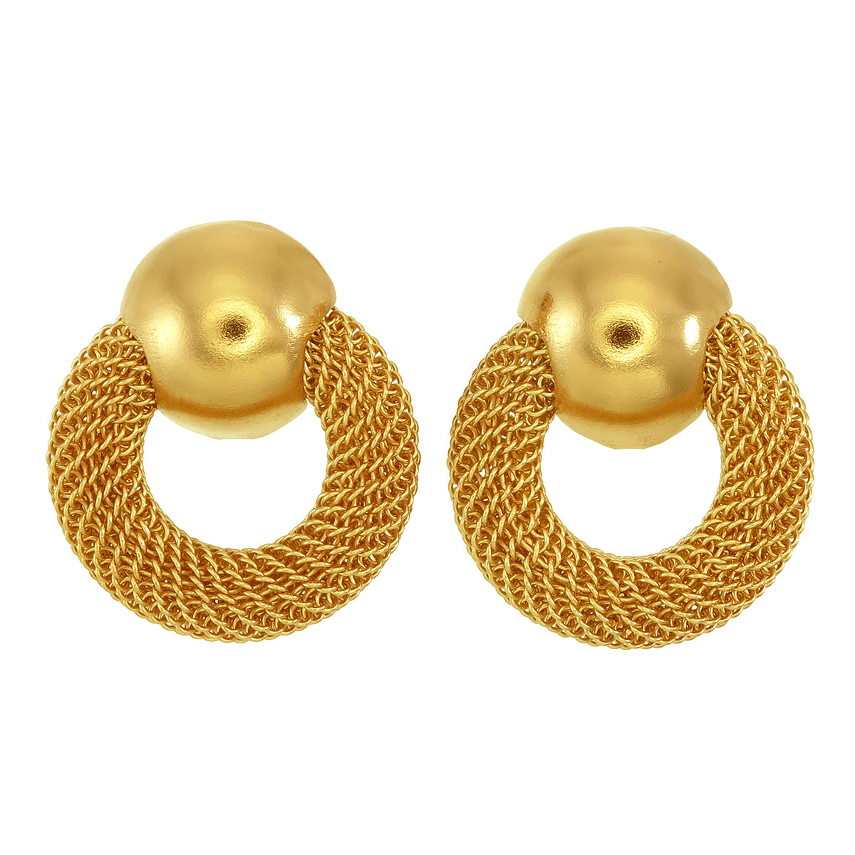 Golden Round Wired Earrings - 18K Gold Plated - ISHI New York