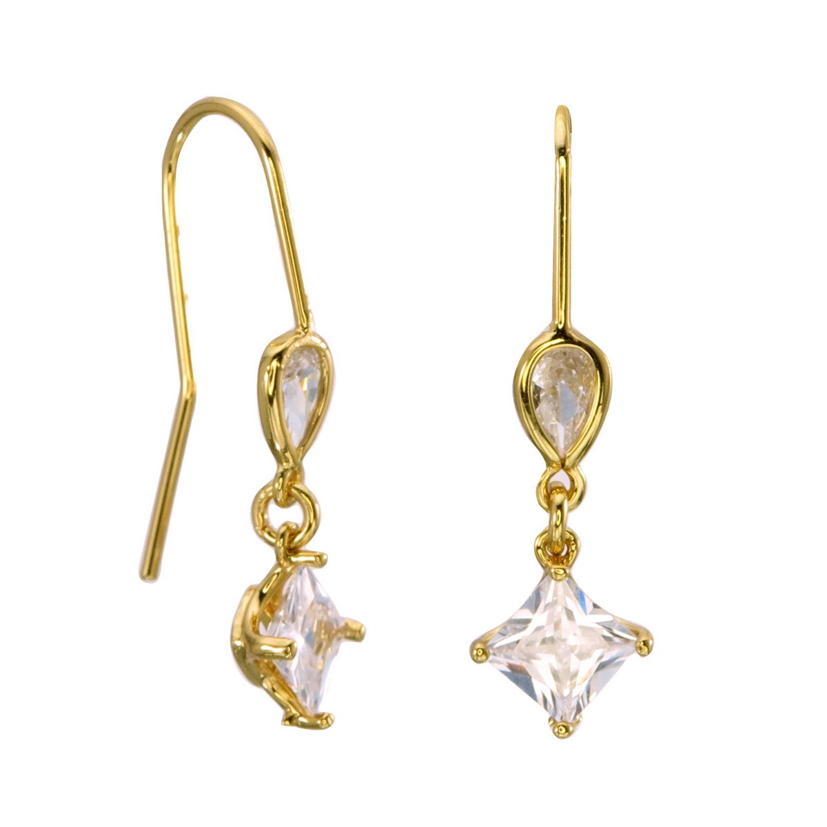 Golden Glow Ice CZ Stone Sparkle Mini Dangle Earrings - 18K Gold Plated - ISHI New York