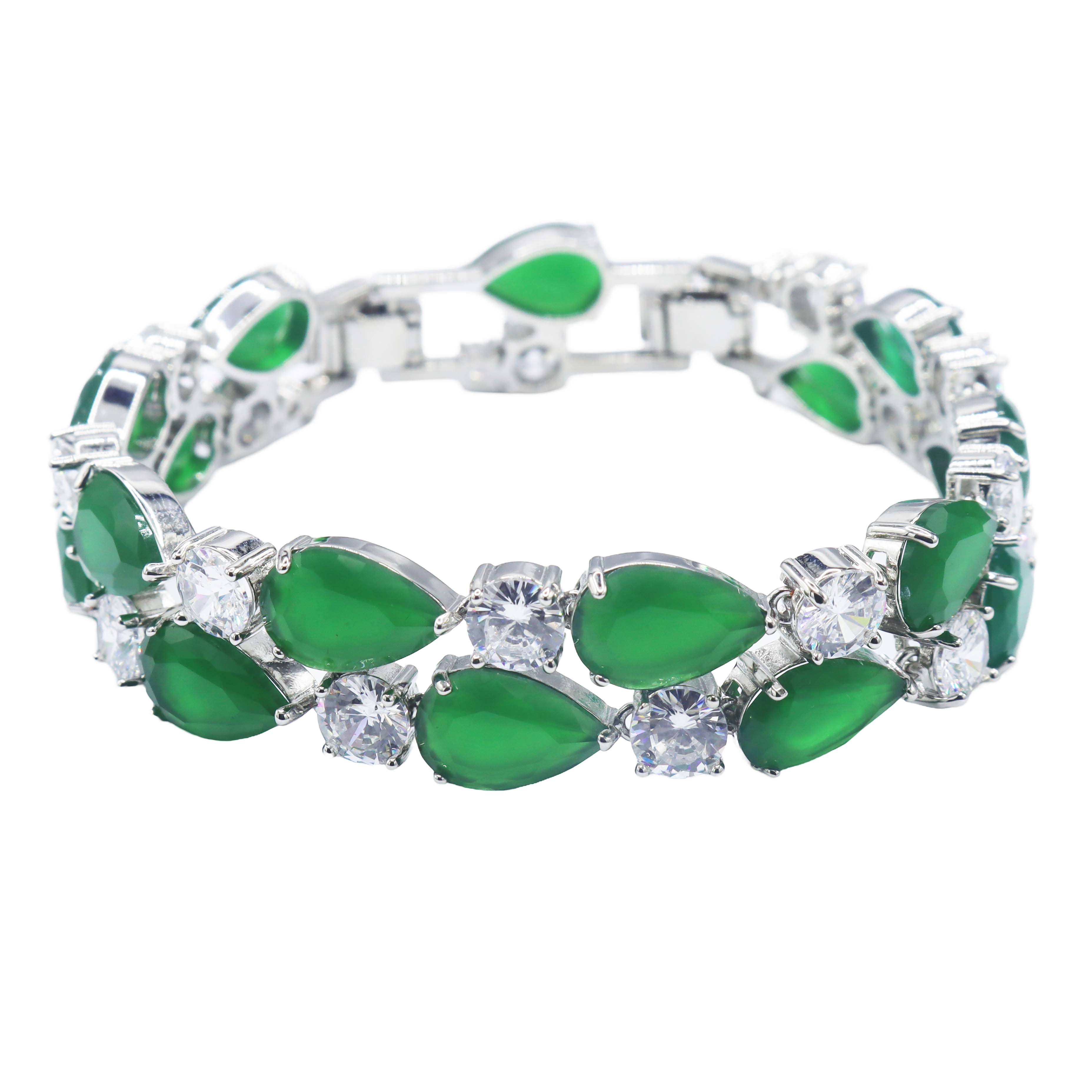 Radiant CZ Big Green Pear Cascade Bracelet - ISHI New York