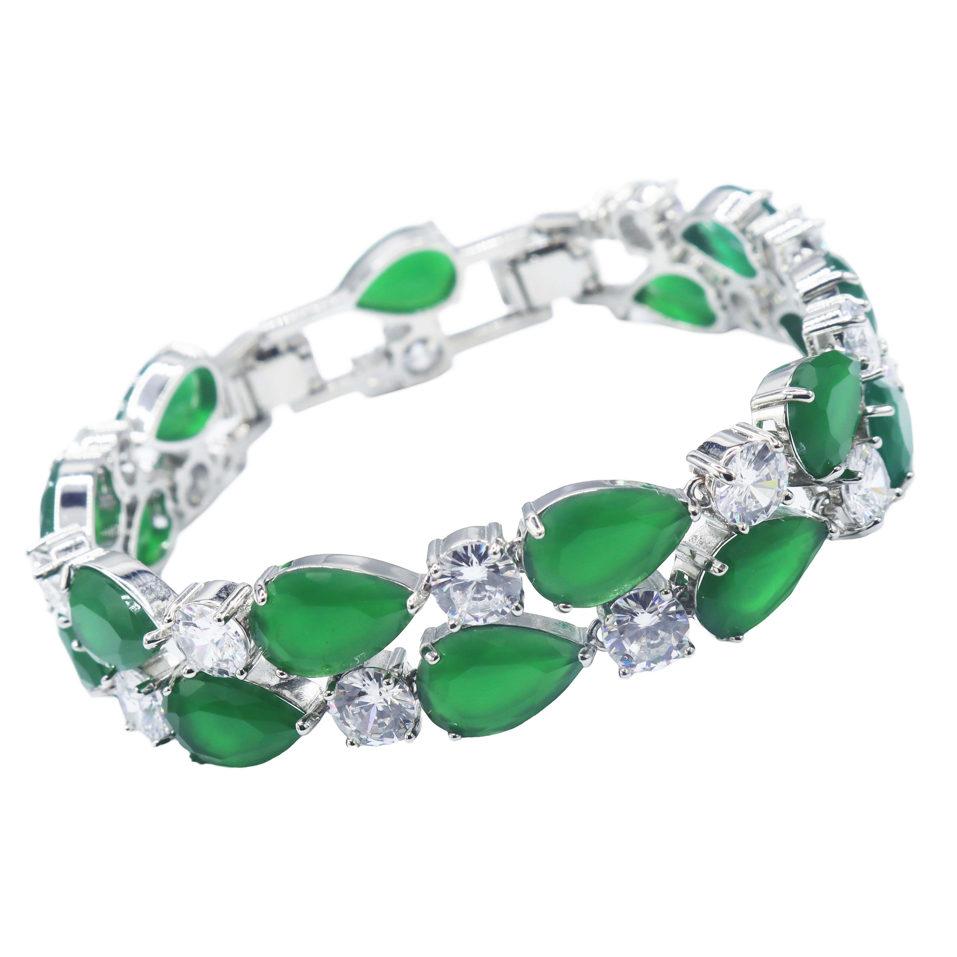 Radiant CZ Big Green Pear Cascade Bracelet - ISHI New York