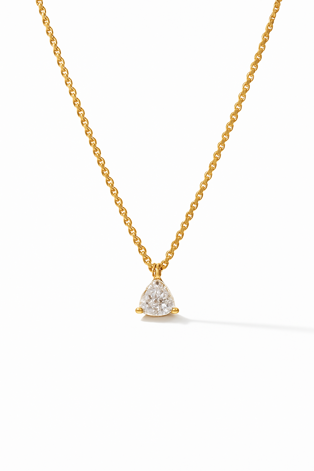 Trillion Shape CZ Necklace - 18k Gold Plated Sterling Silver