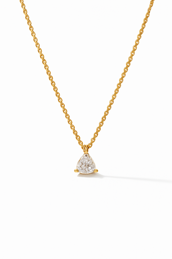 Trillion Shape CZ Necklace - 18k Gold Plated Sterling Silver