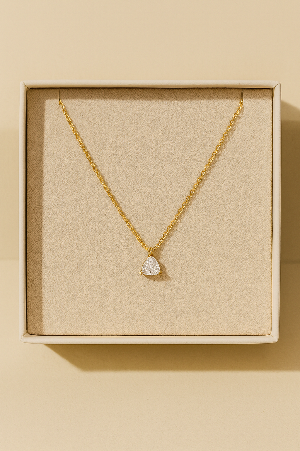 Trillion Shape CZ Necklace - 18k Gold Plated Sterling Silver