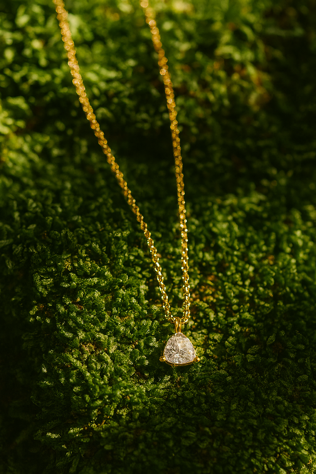 Trillion Shape CZ Necklace - 18k Gold Plated Sterling Silver