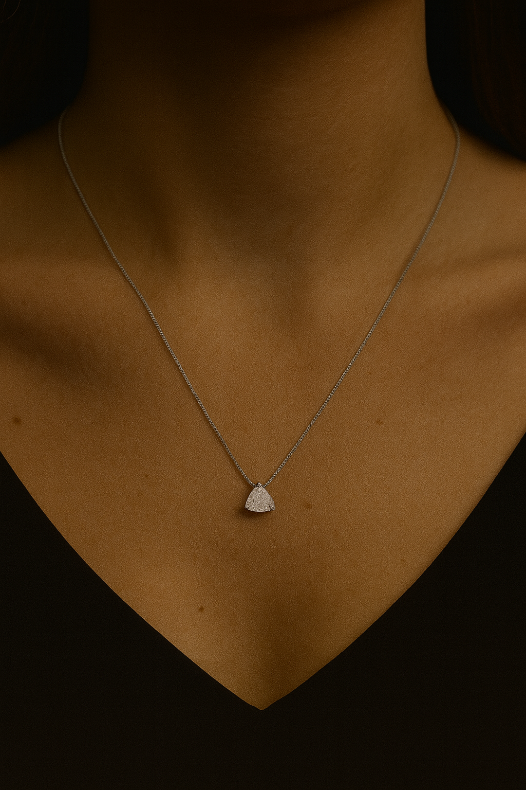 Trillion Shape CZ Necklace - 925 Sterling Silver