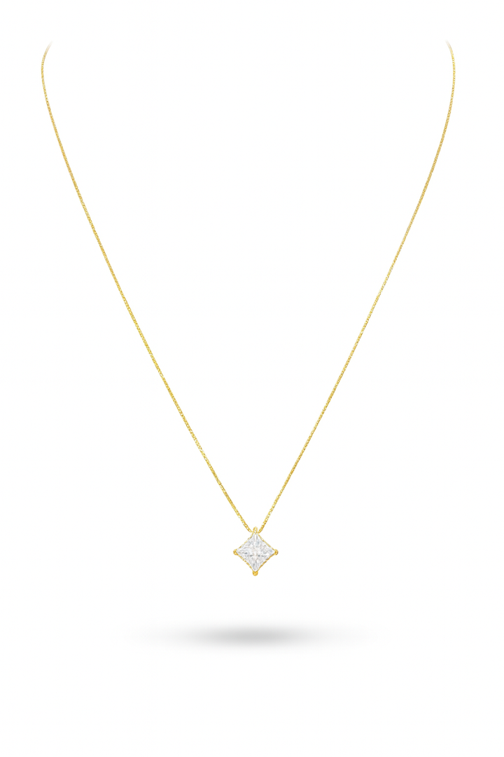 Princess CZ Necklace - 925 Sterling Silver