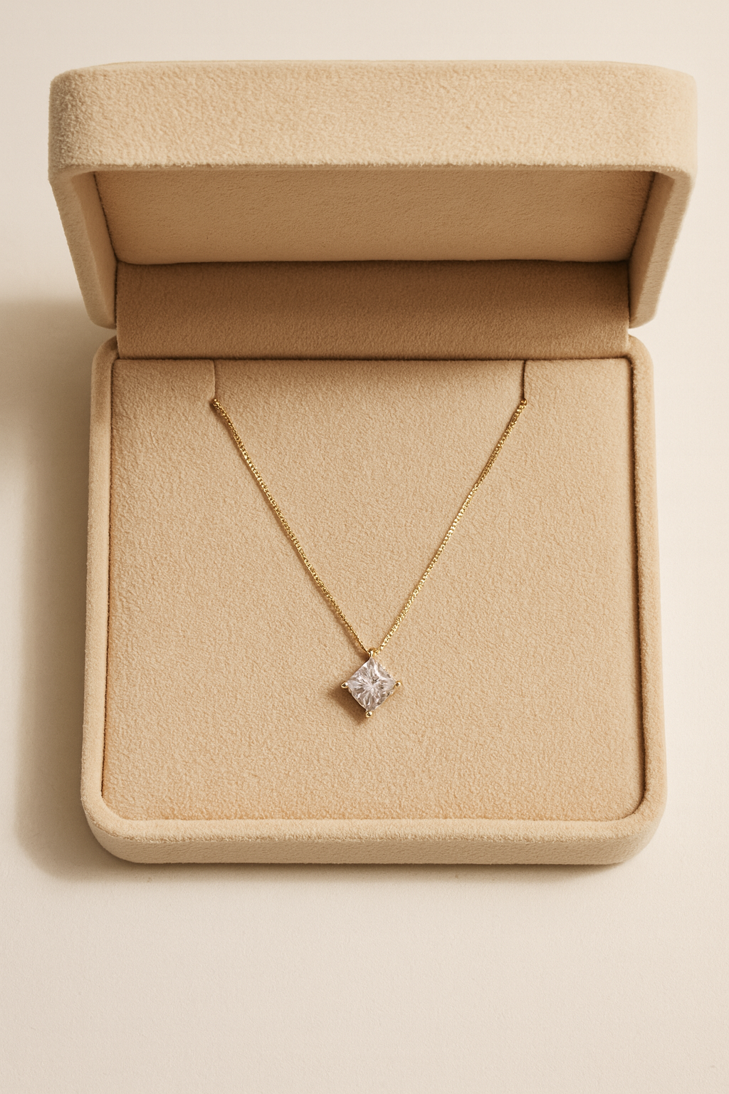 Princess CZ Necklace - 925 Sterling Silver