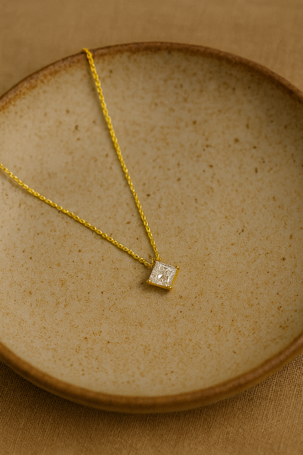 Princess CZ Necklace - 925 Sterling Silver