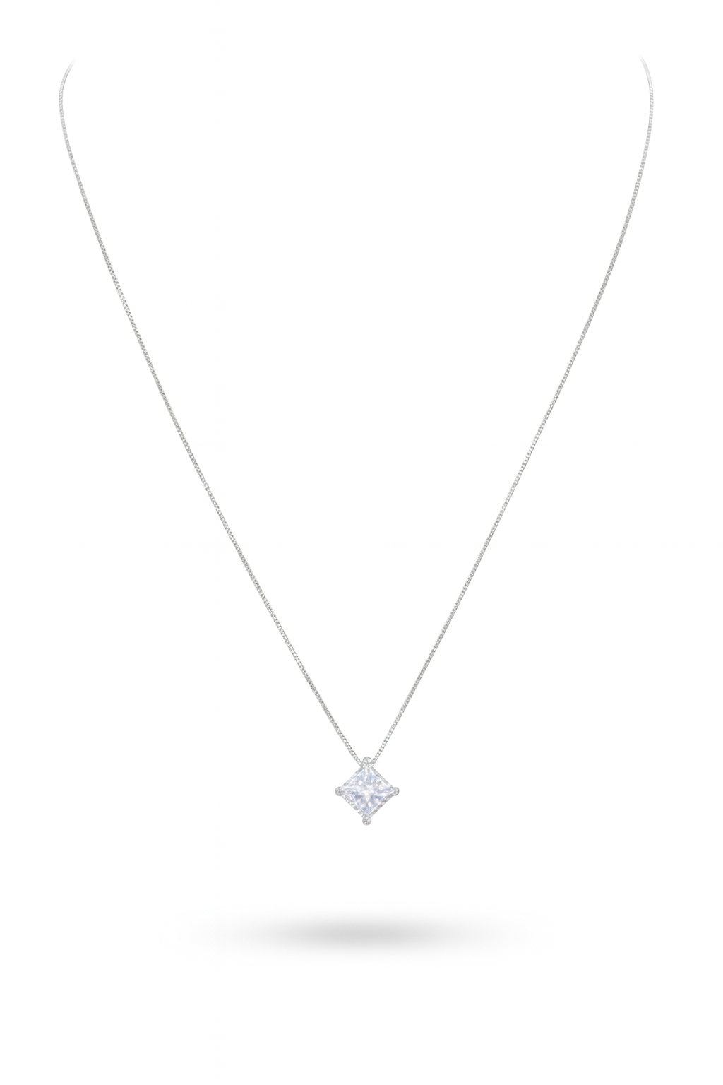 Galaxy Square CZ Necklace - 925 Sterling Silver