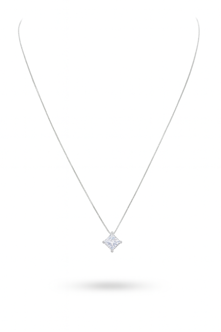 Galaxy Square CZ Necklace - 925 Sterling Silver