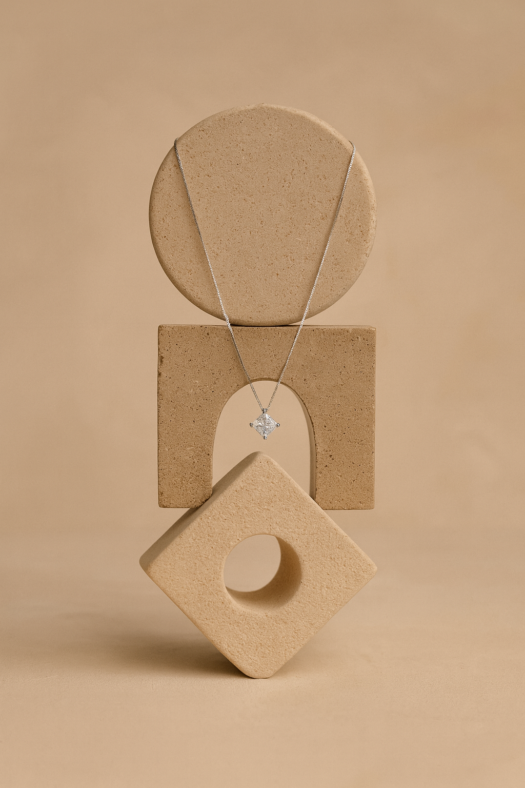 Galaxy Square CZ Necklace - 925 Sterling Silver