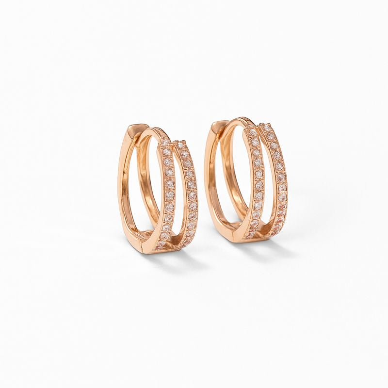 Layered Diamond Hoop Earrings