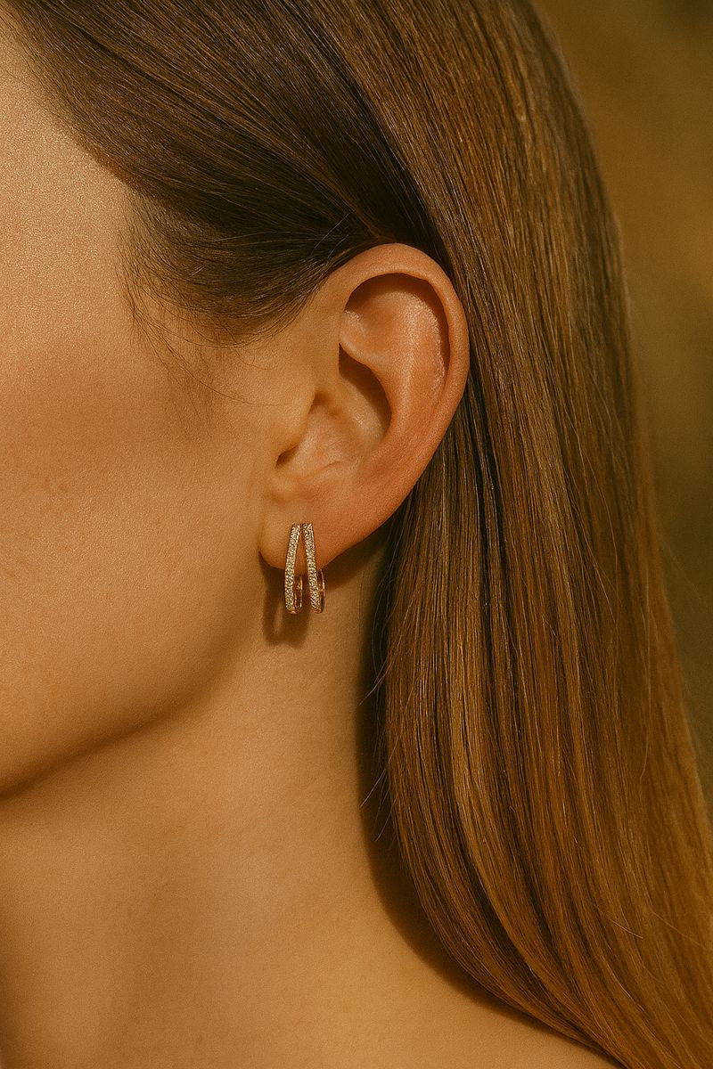 Layered Diamond Hoop Earrings