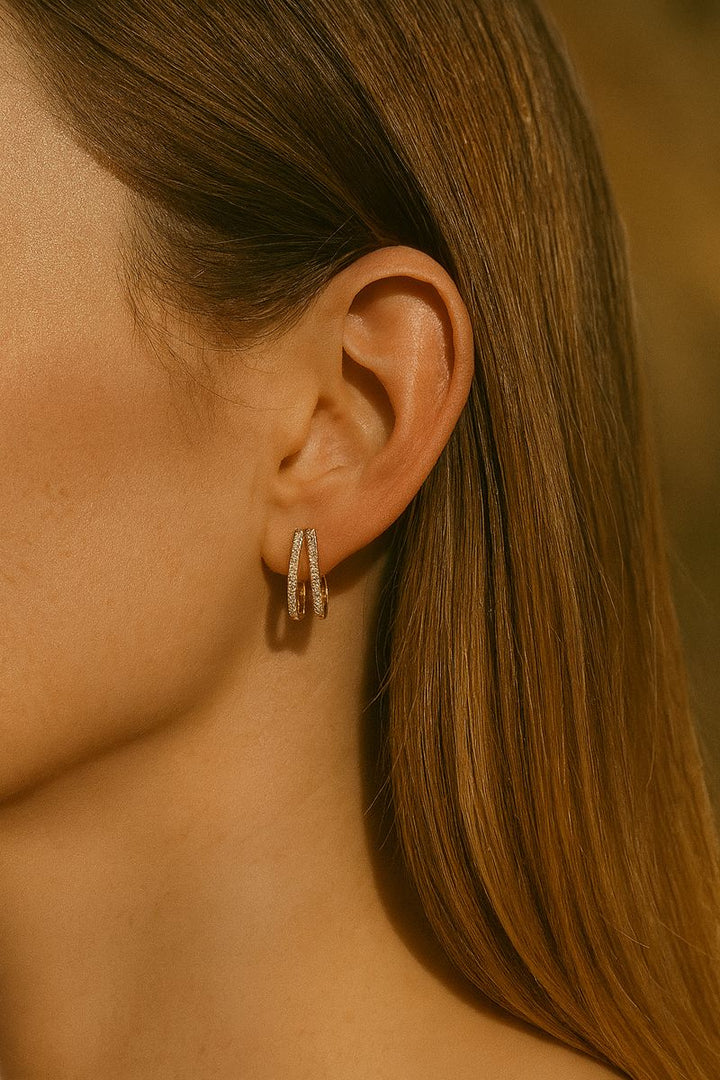 Layered Diamond Hoop Earrings