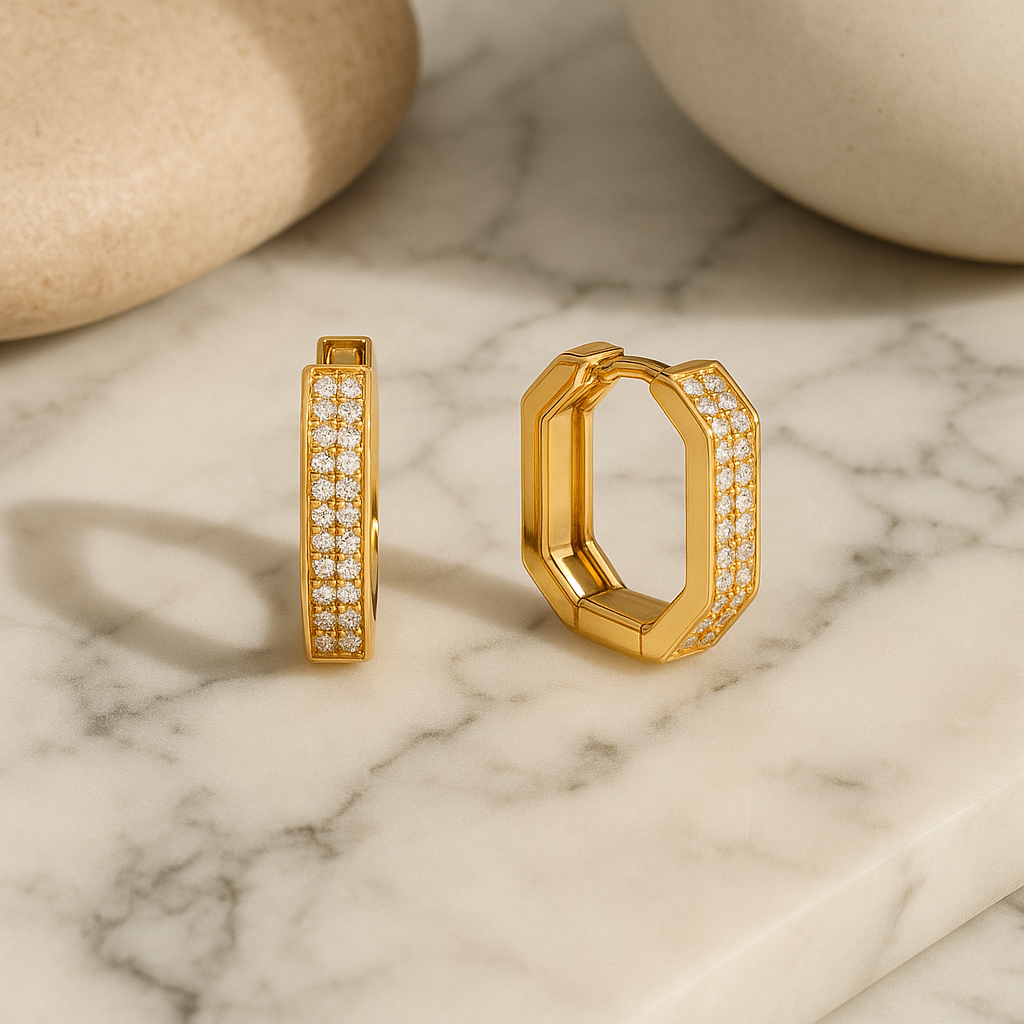 Sparkling Hexagon Hoops