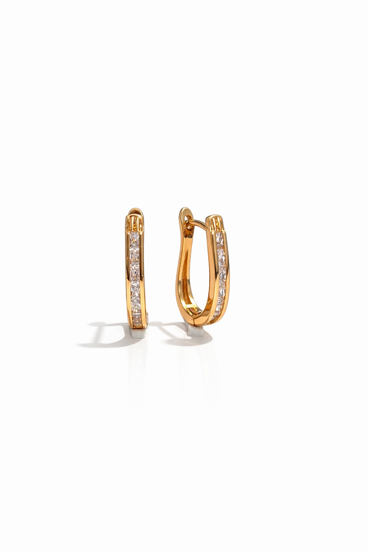 Gold Crescent Hoop Earrings