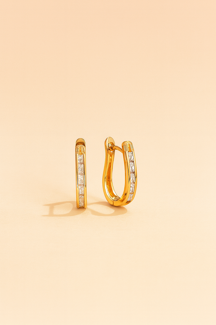 Gold Crescent Hoop Earrings