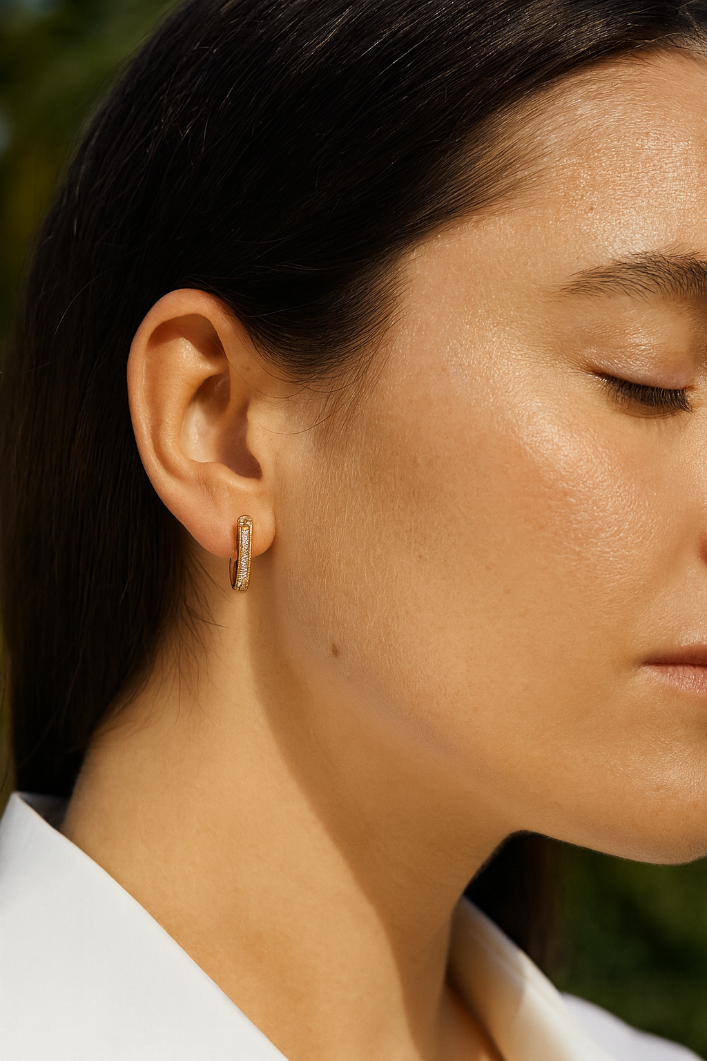 Gold Crescent Hoop Earrings