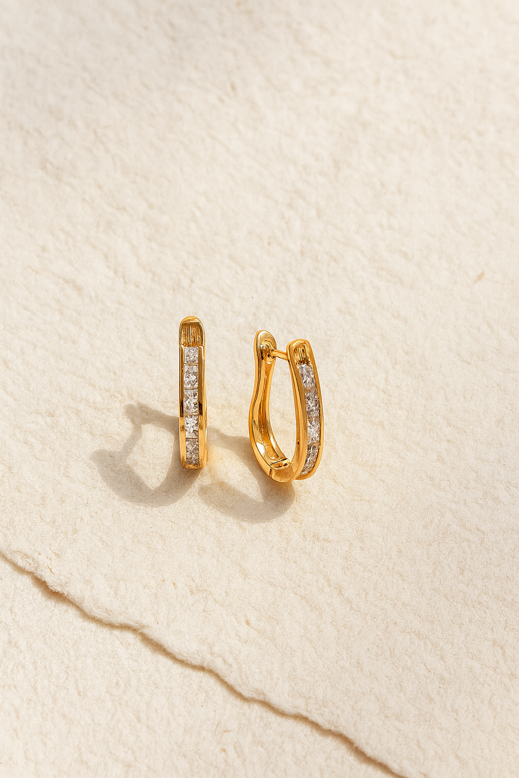 Gold Crescent Hoop Earrings