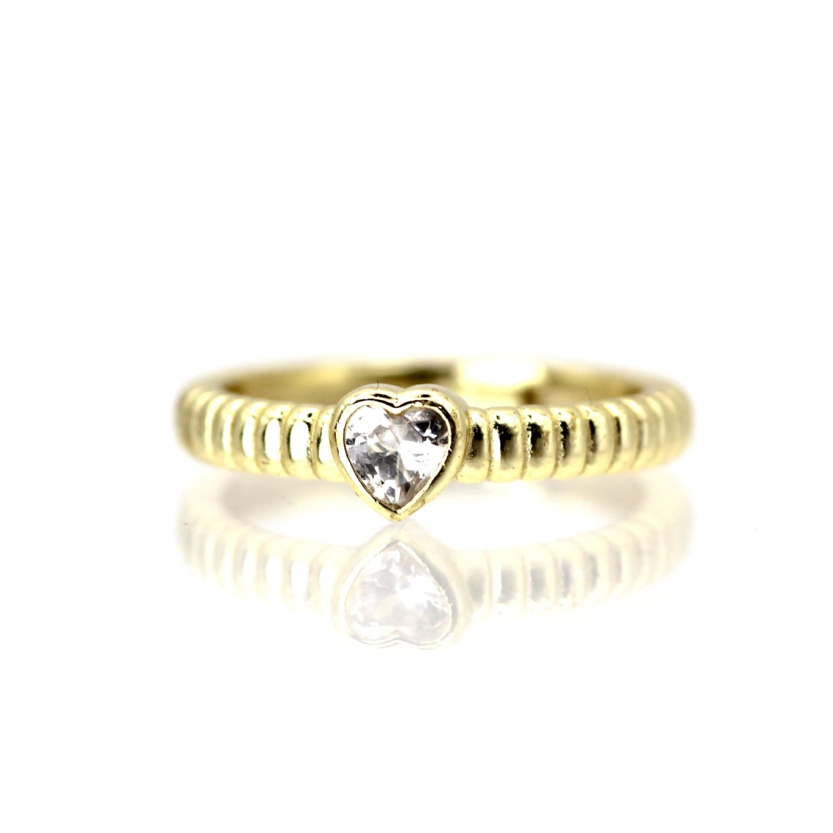 Gold statement ring with round CZ stone—Golden Orbit design for women