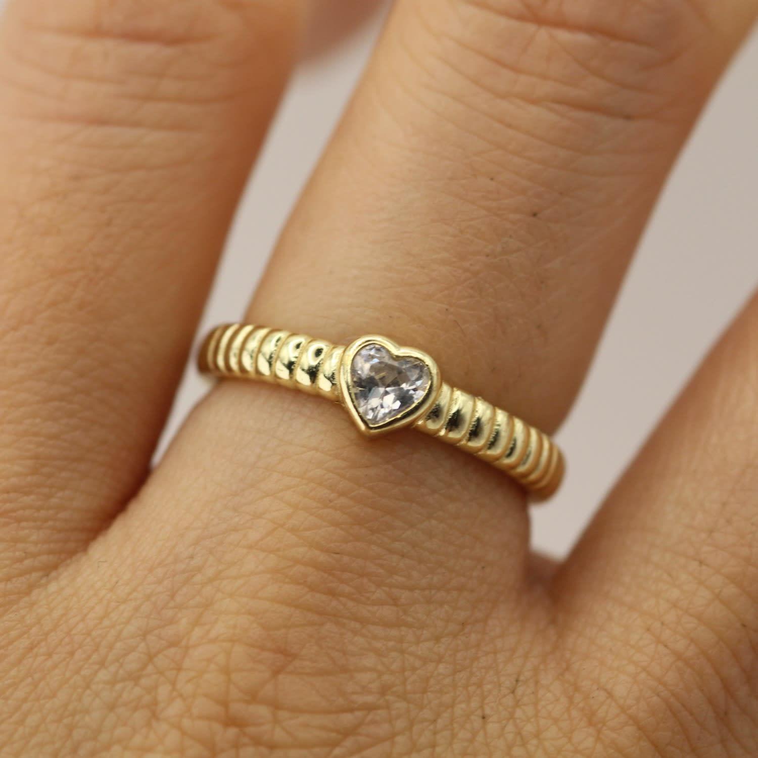 Bold CZ ring in gold plating—Golden Orbit jewelry piece for women in India
