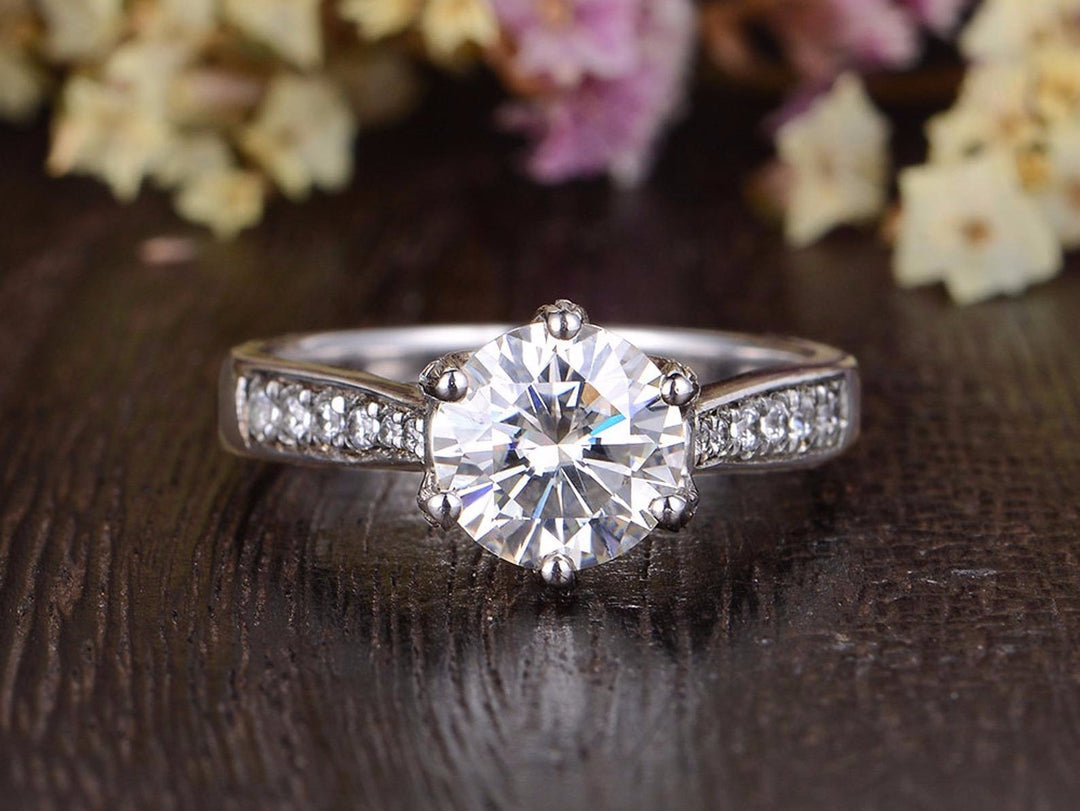 Close-up of Silver Crystal Ring with a dazzling solitaire crystal.