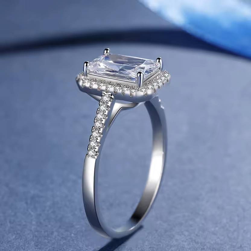 Affordable promise ring with round CZ stone in silver finish