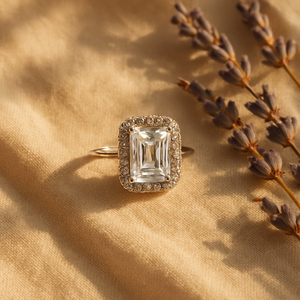 Aurora Square Halo Ring