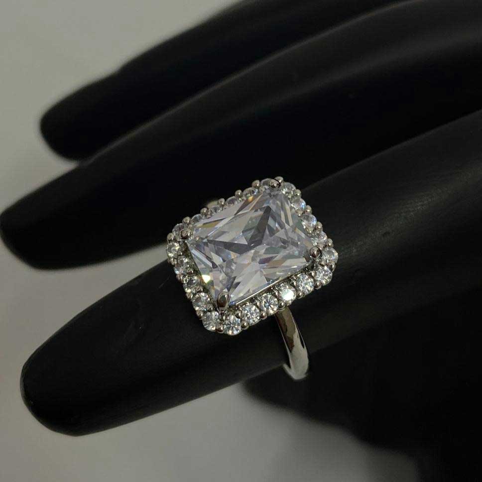 Aurora Square Halo Ring with a sparkling CZ center - ishi new york