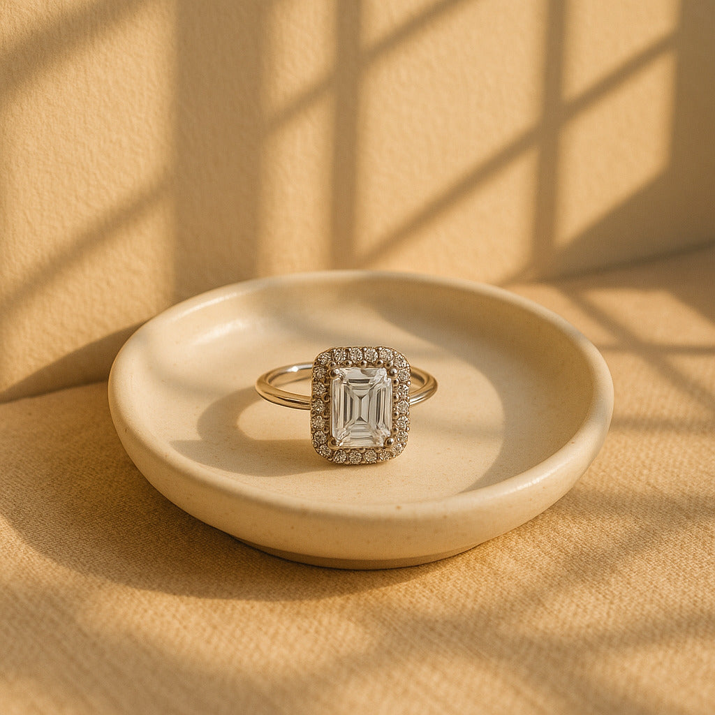 Aurora Square Halo Ring