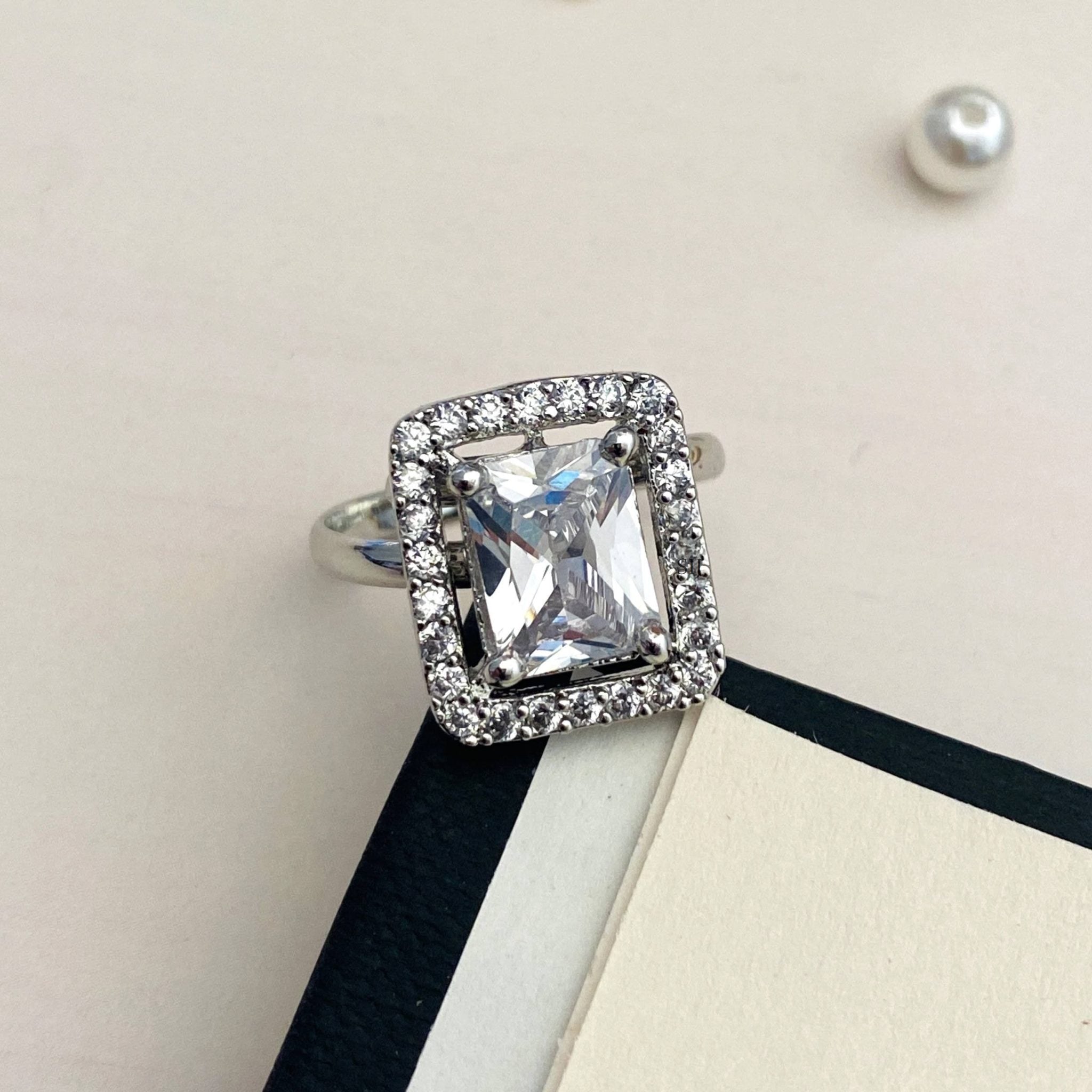 Aurora Square Halo Ring