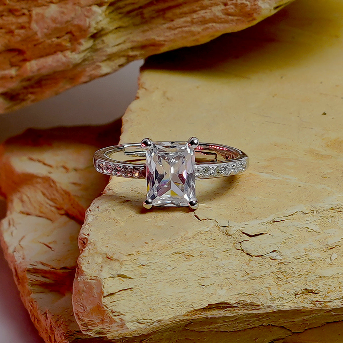 Crown Jewel Ring with CZ, rhodium plating, and crown design -  ISHI New York.