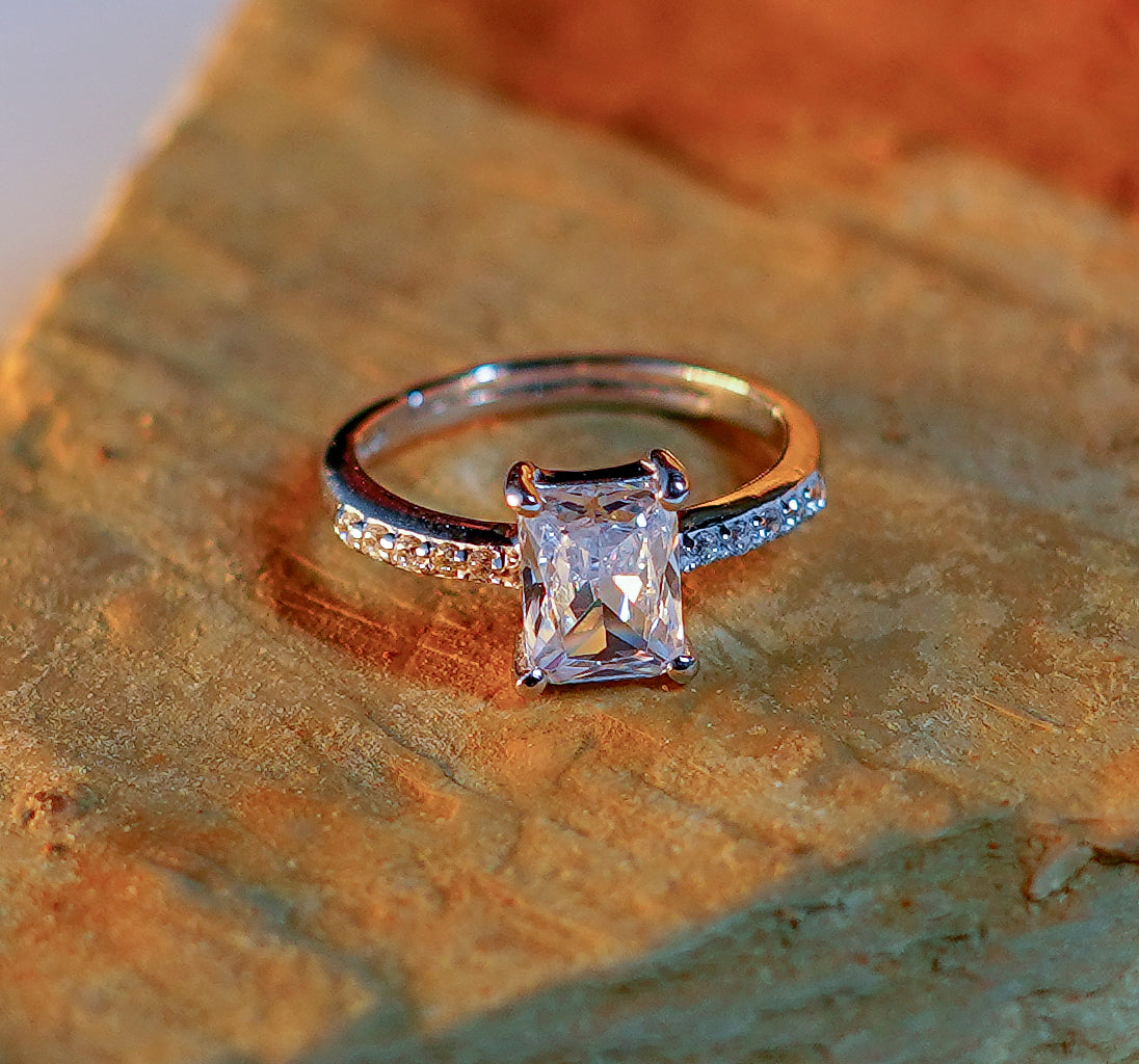 Crown Jewel Ring with CZ, rhodium plating, and crown design -  ISHI New York.