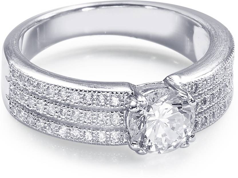 Radiant Classic CZ Ring with Cubic Zirconia, rhodium finish - ISHI New York style.
