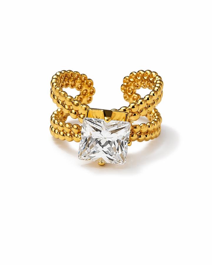 Luxe Bow Crystal Statement Ring