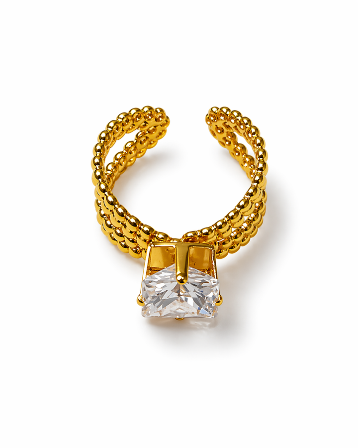 Luxe Bow Crystal Statement Ring